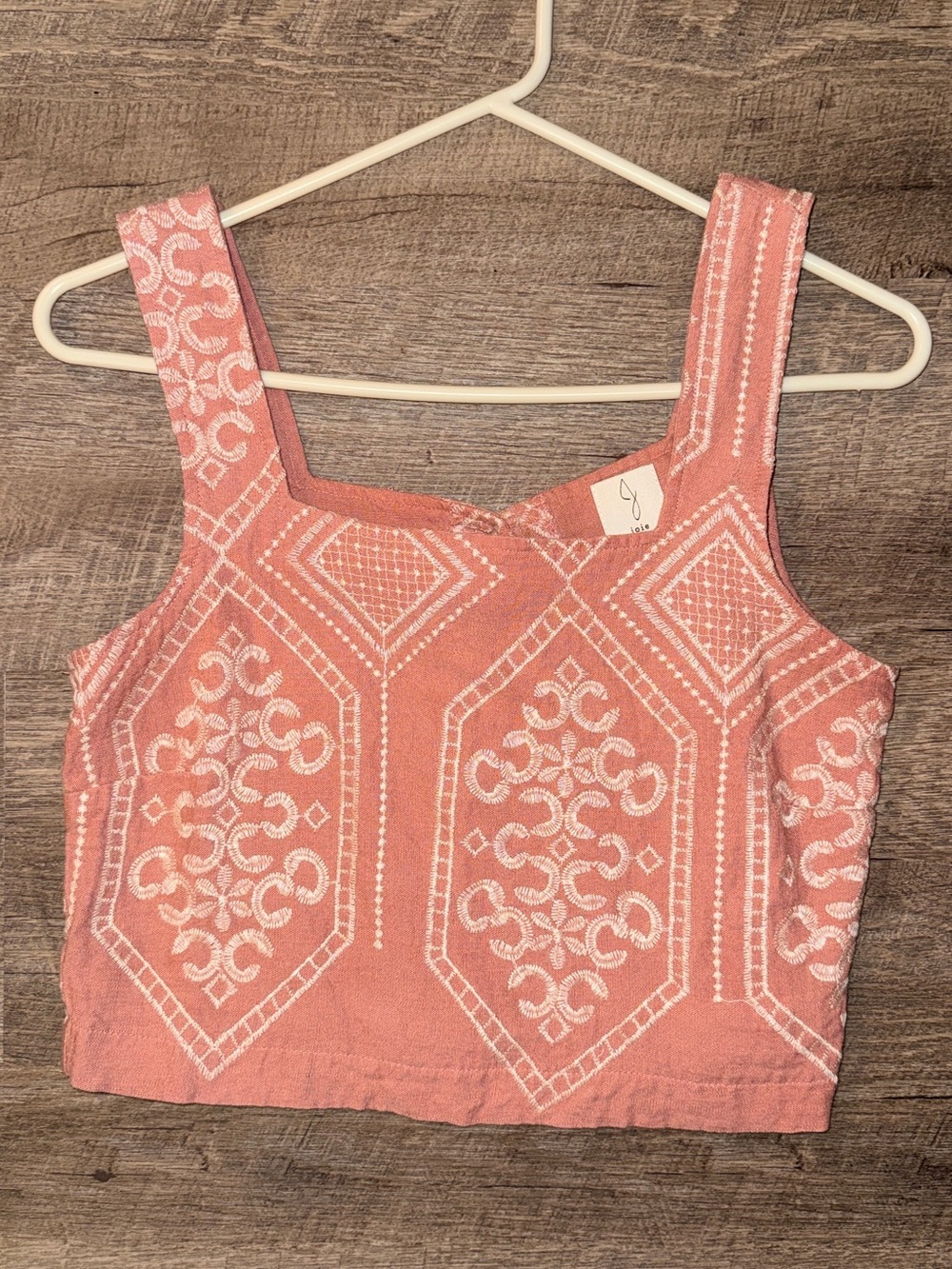 Joie Dusty Rose Embroidered Cropped Top